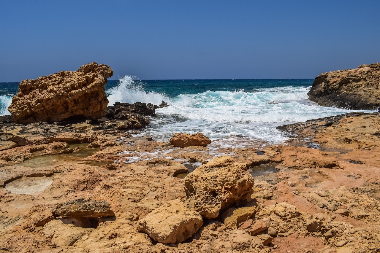 rocky coast sea waves free photo