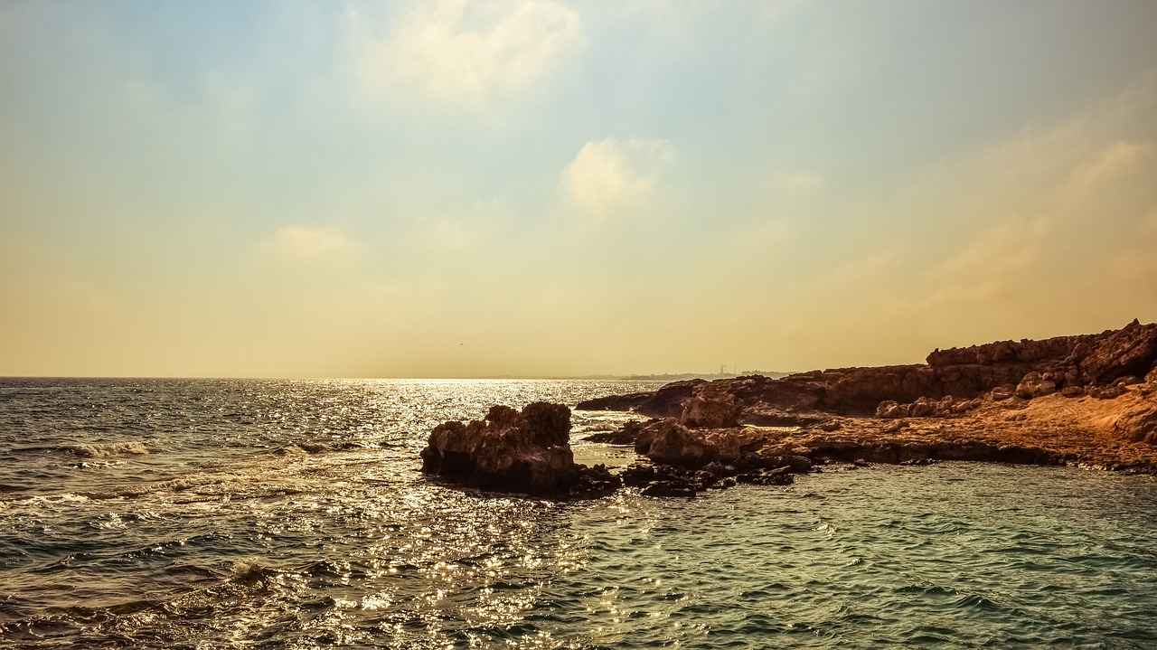 rocky coast sea afternoon free photo