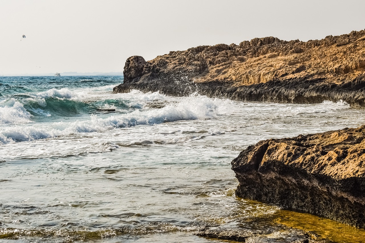 rocky coast sea waves free photo