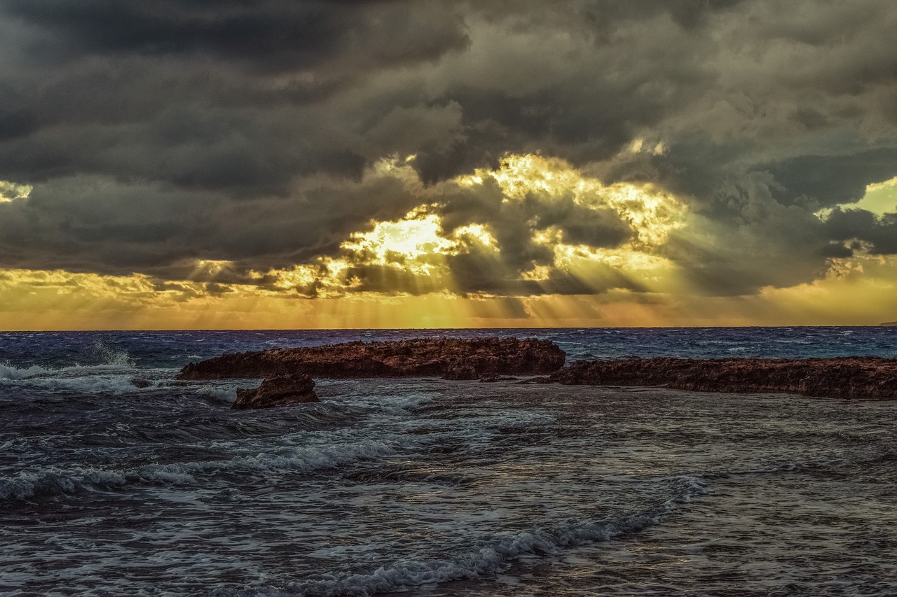 rocky coast sky clouds free photo