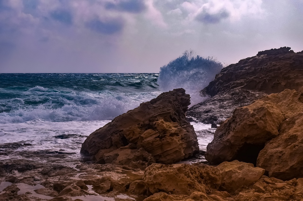 rocky coast  sea  waves free photo