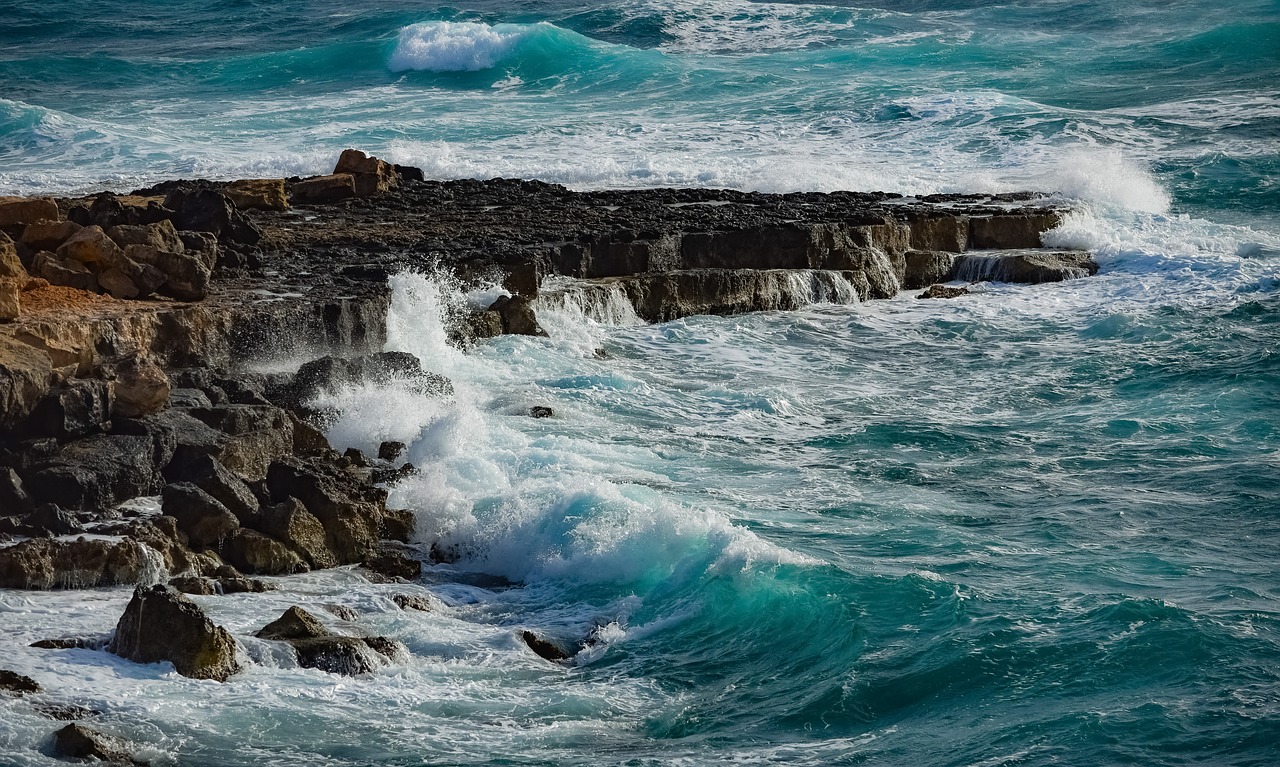 rocky coast  waves  sea free photo