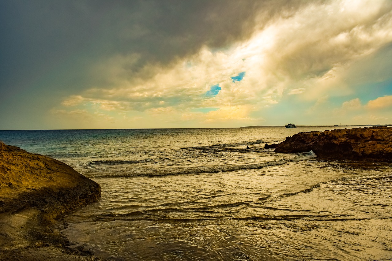 rocky coast  sea  sky free photo