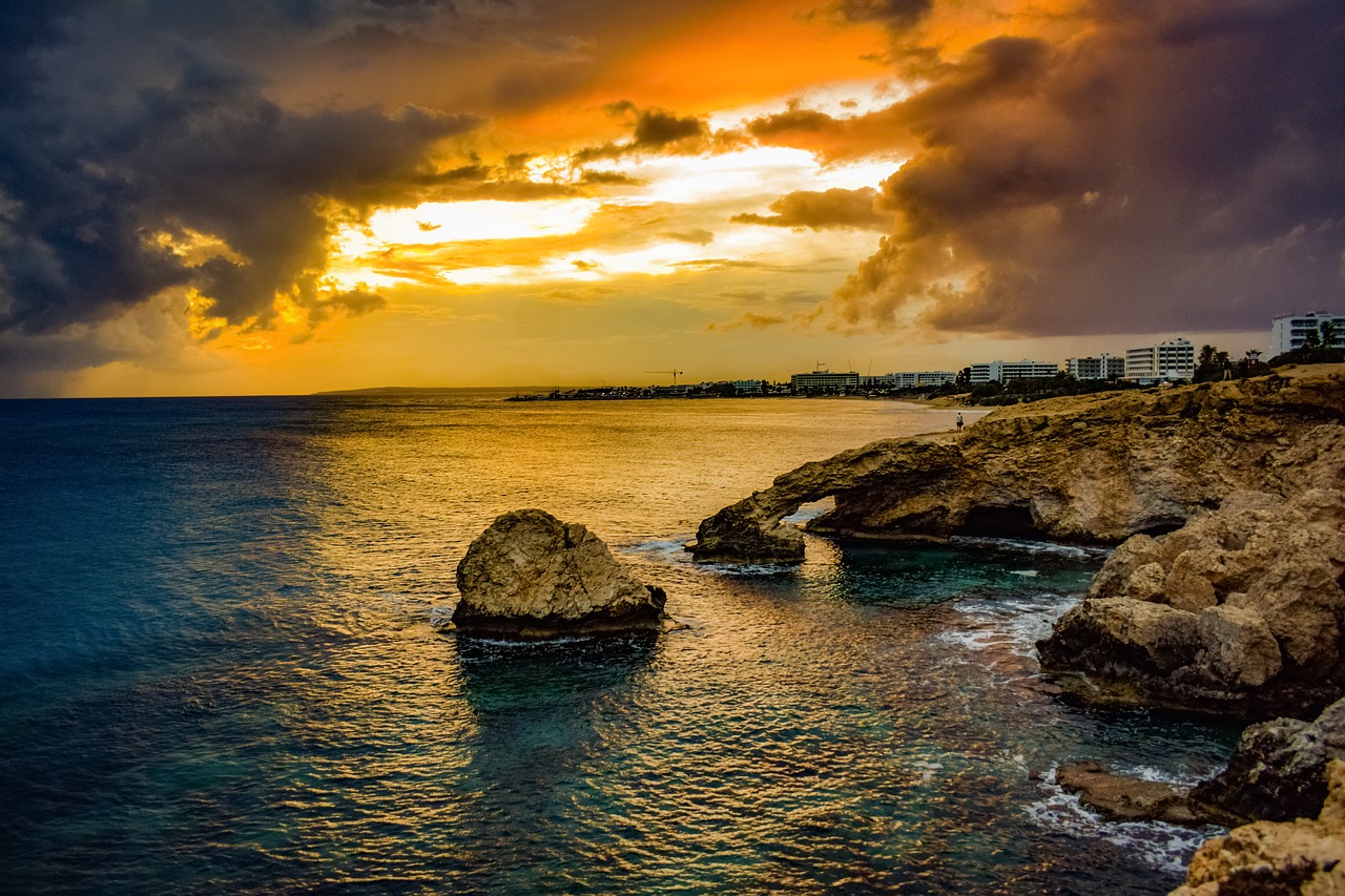 rocky coast  sunset  sea free photo