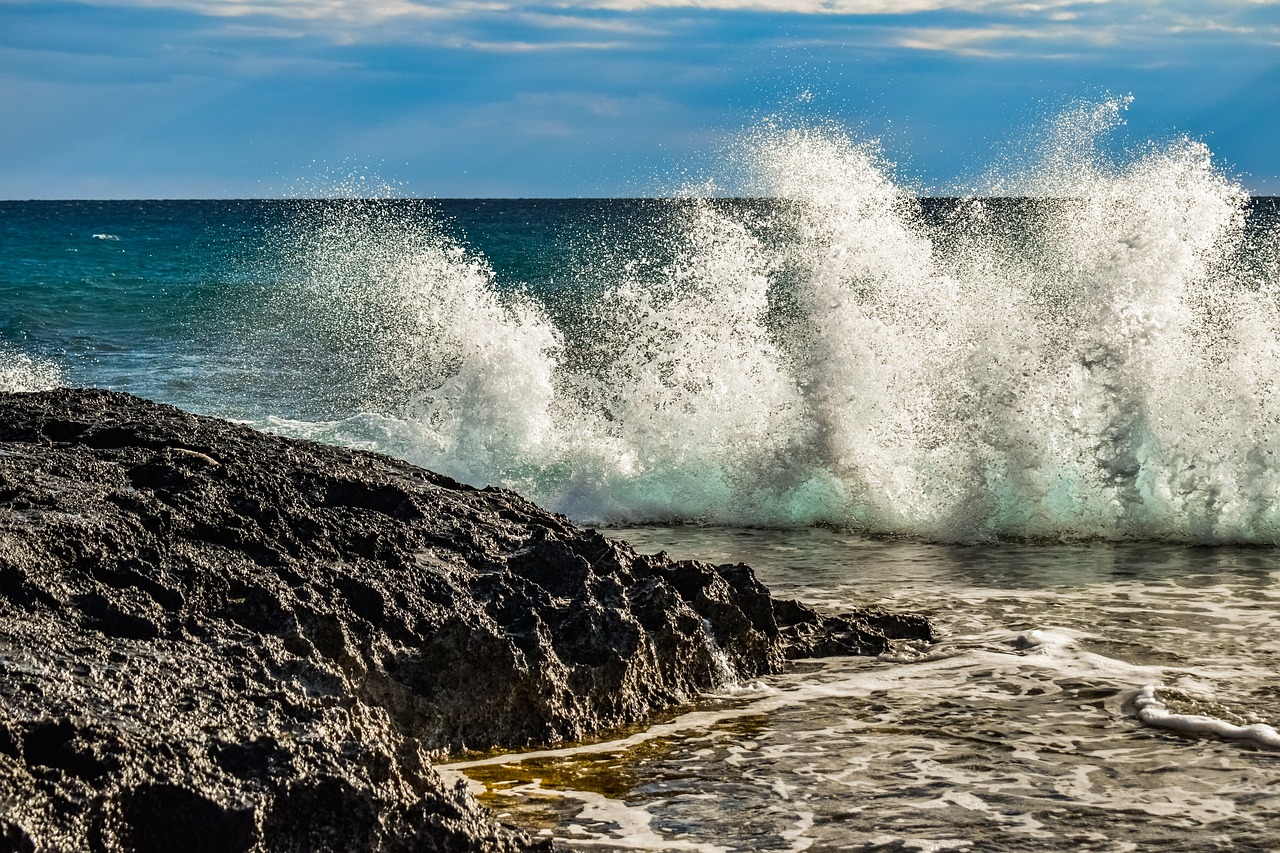 rocky coast  wave  crashing free photo