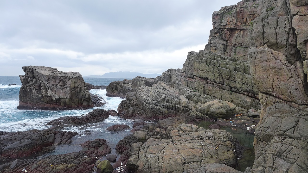 rocky shore landscape taiwan free photo