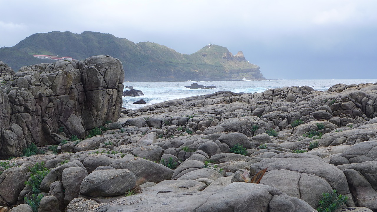rocky shore landscape taiwan free photo