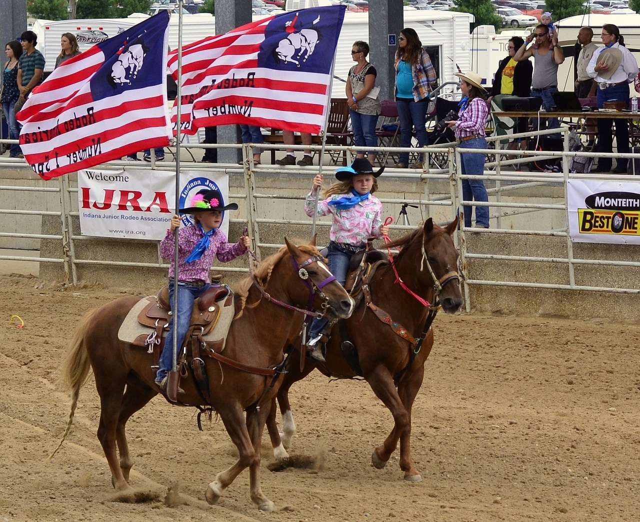 rodeo horses flag free photo