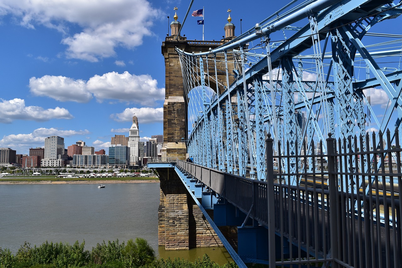 roebling bridge newport cincinnati free photo