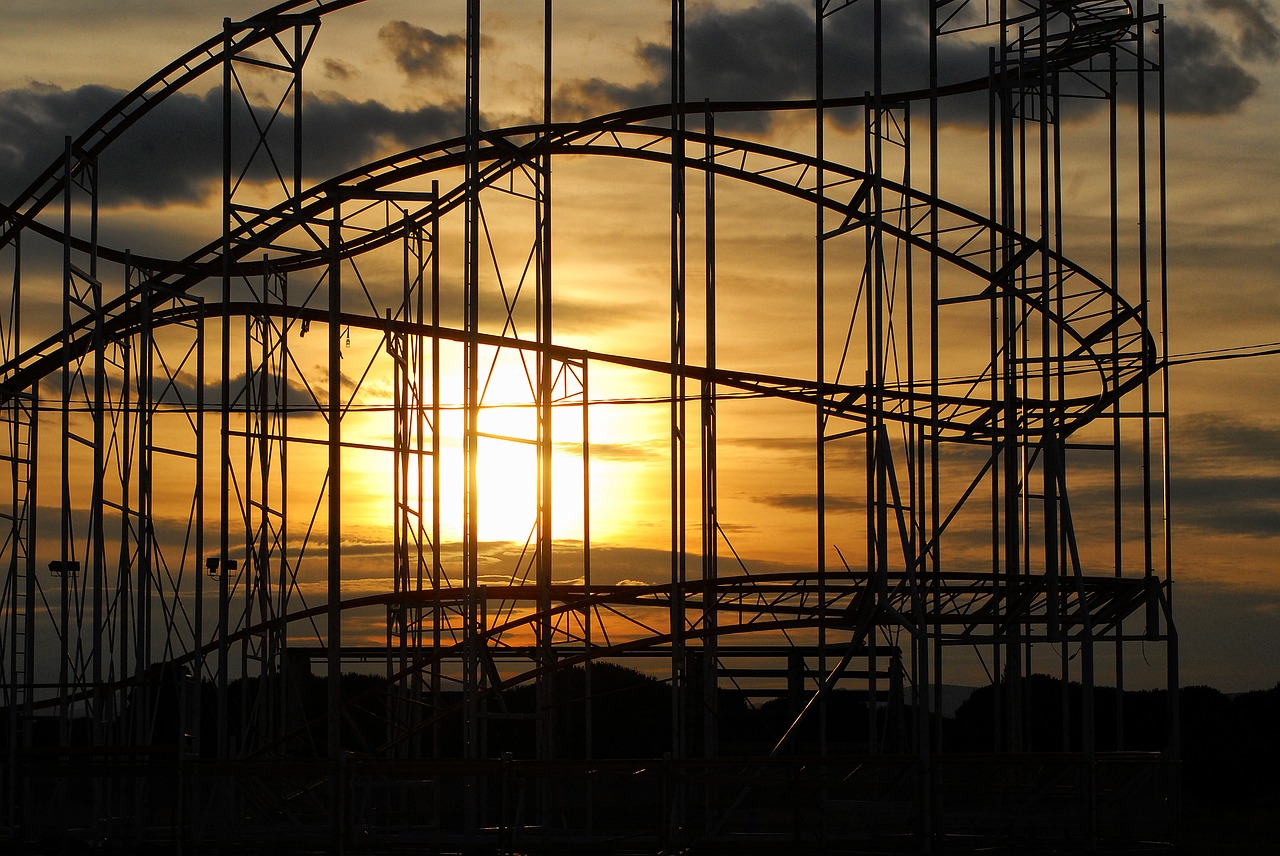 roller coaster sunset dusk free photo