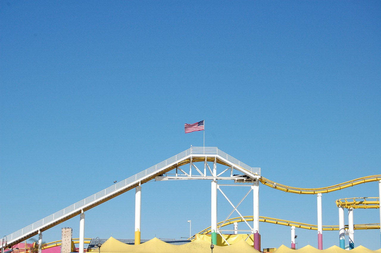rollercoaster flag usa free photo