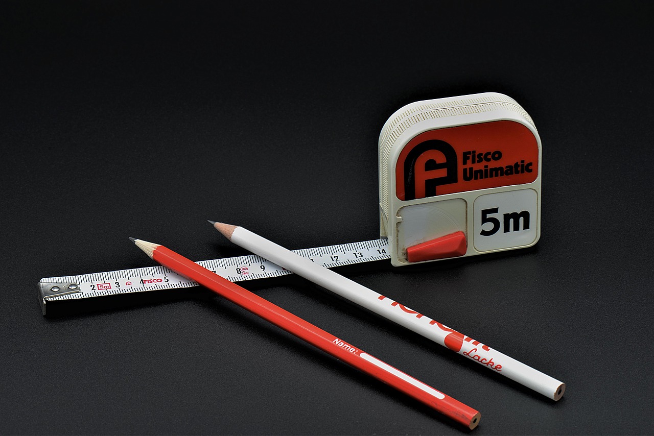 rolling meter  tape measure  pencil free photo