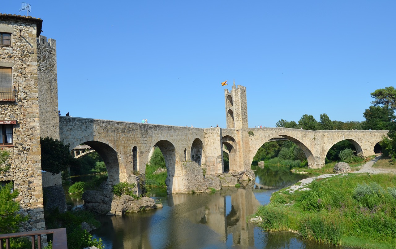 roman bridge girona spain free photo