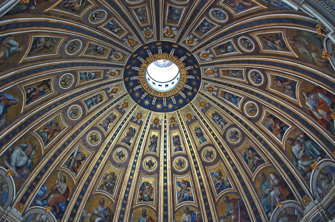 rome st peter's basilica dome inside free photo