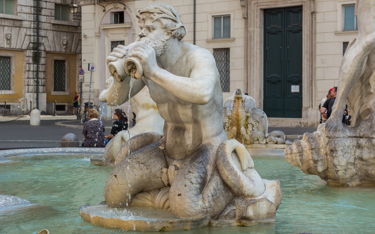 rome moor fountain piazza navona free photo