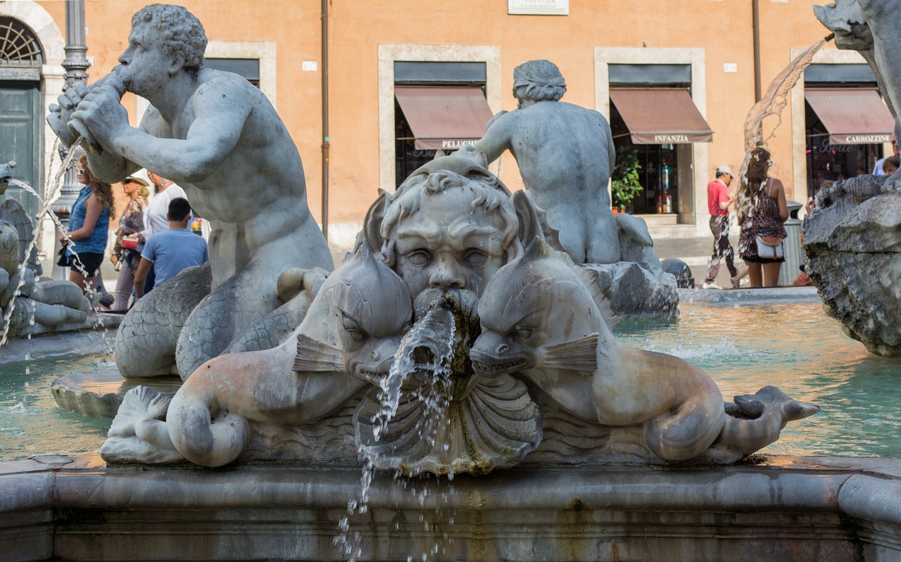 rome moor fountain piazza navona free photo
