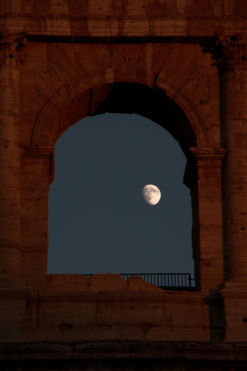 rome colosseum moon free photo