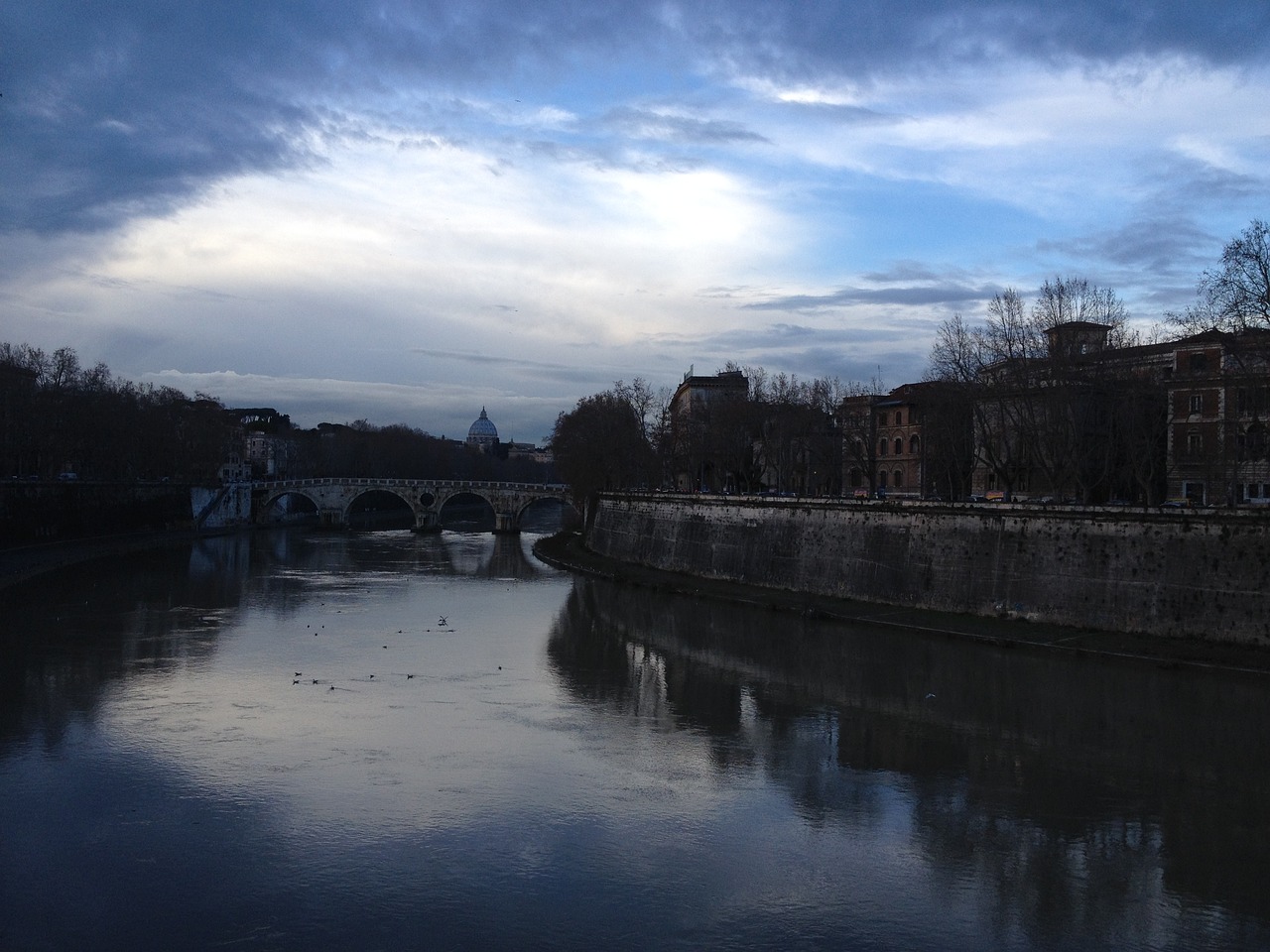 rome bridge night free photo