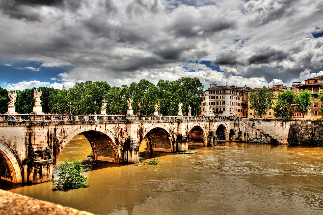 rome tiber bridge free photo