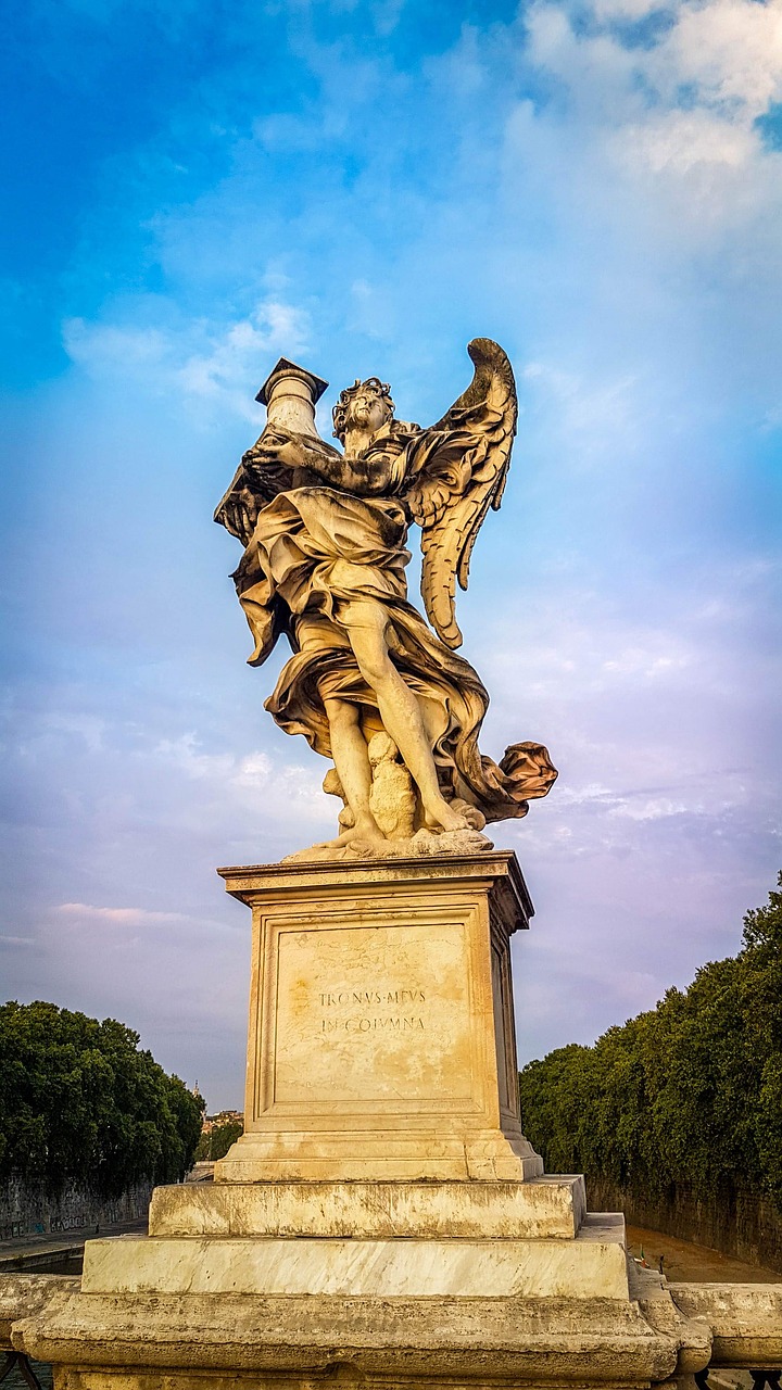 rome  bridge  statue free photo