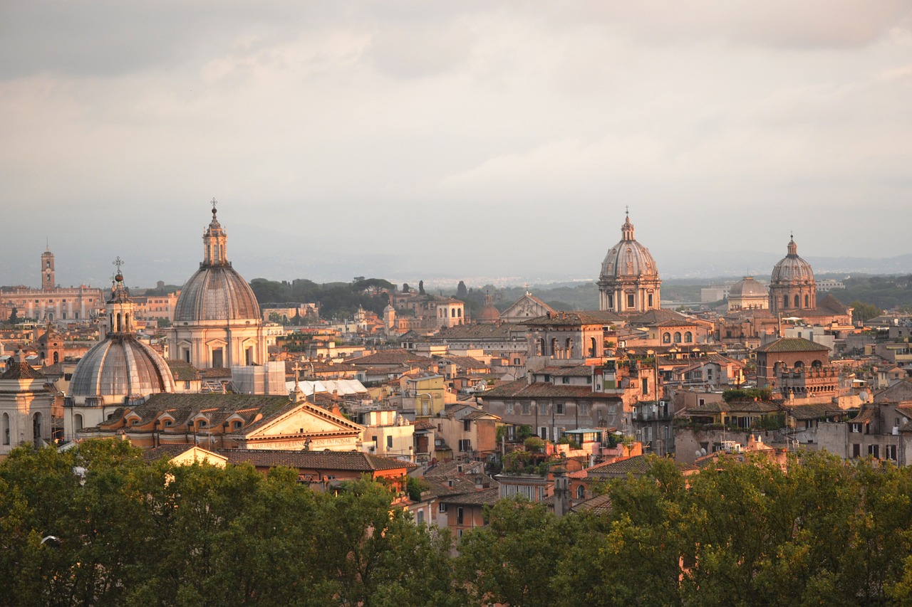 rome  sunset  roofs free photo