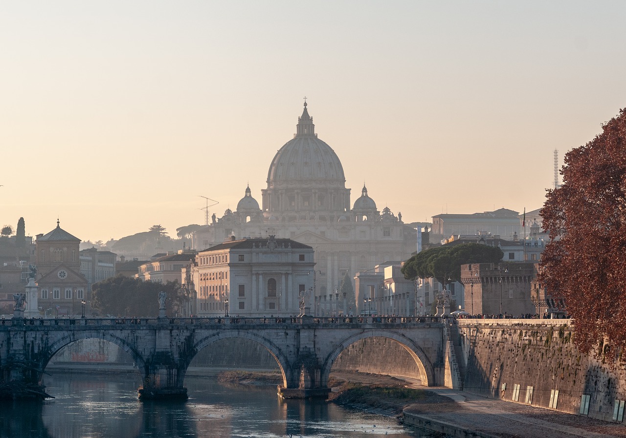 rome  sunset  bridge free photo