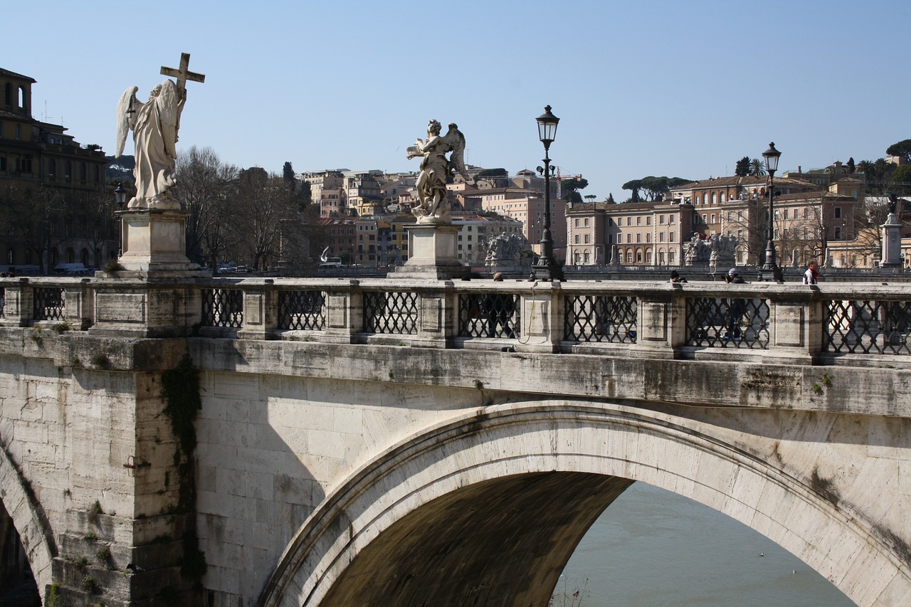 rome bridge statue free photo