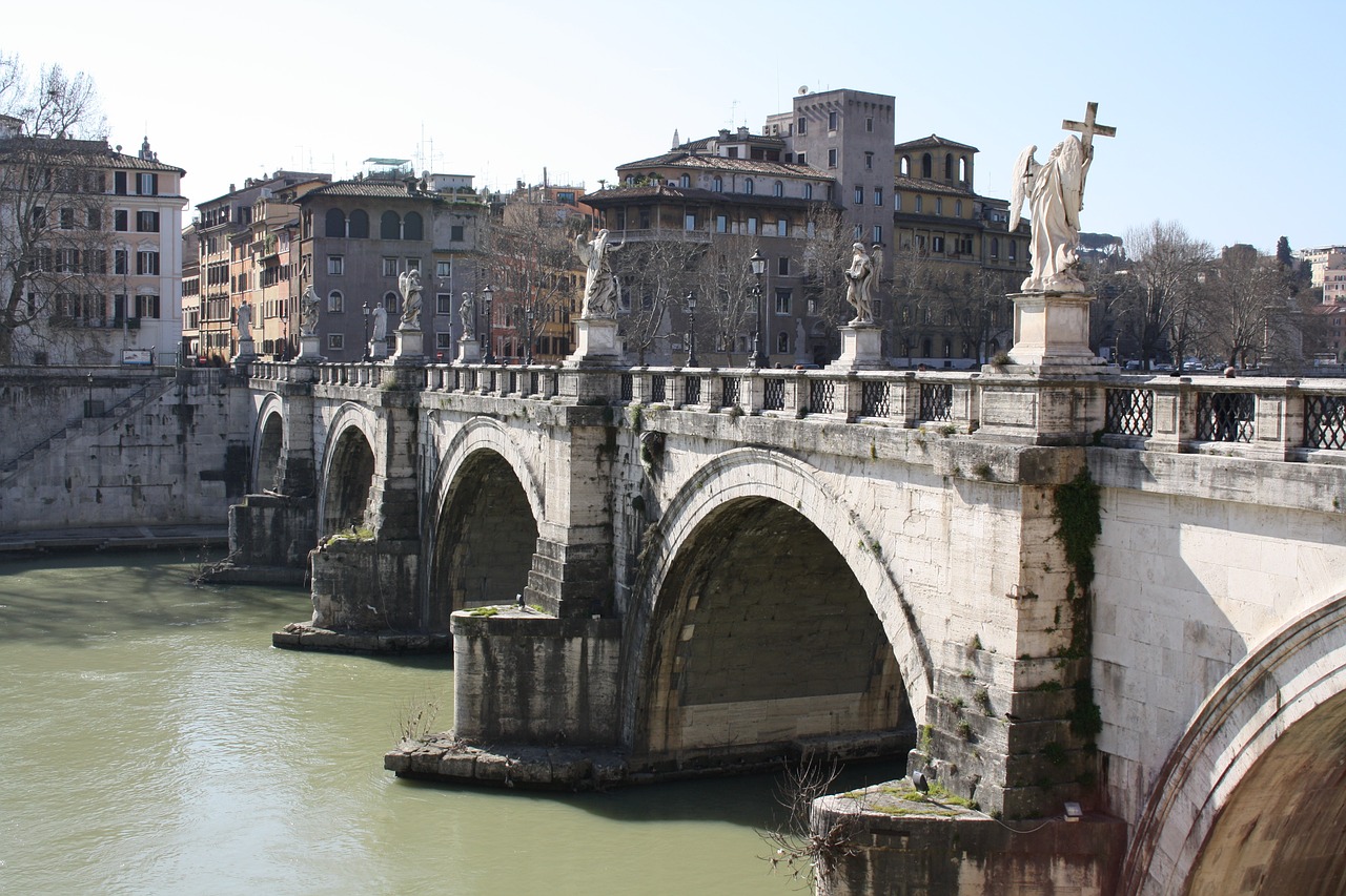 rome bridge statue free photo