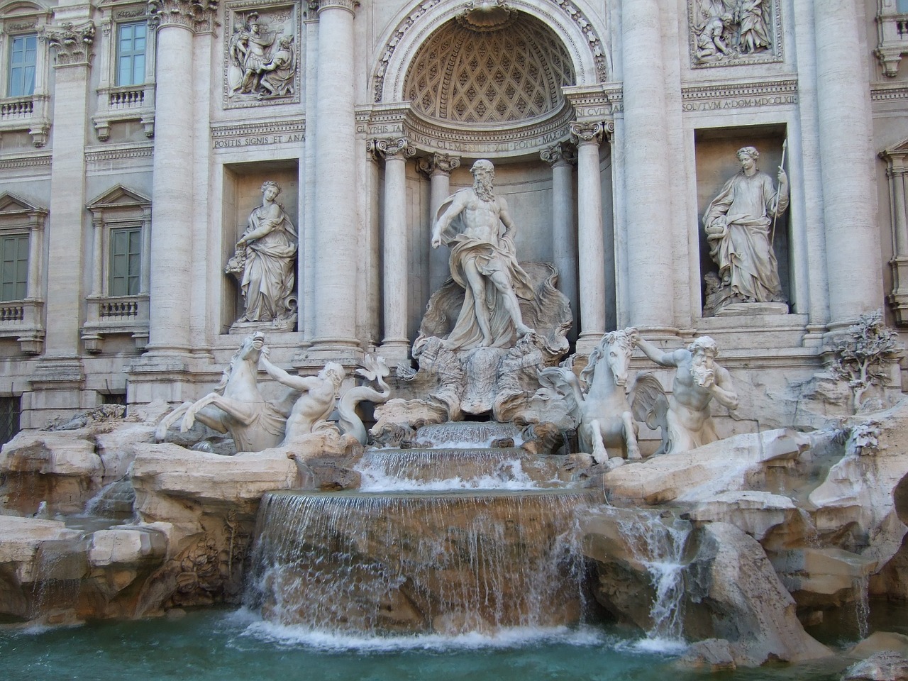 rome trevi fountain italy free photo