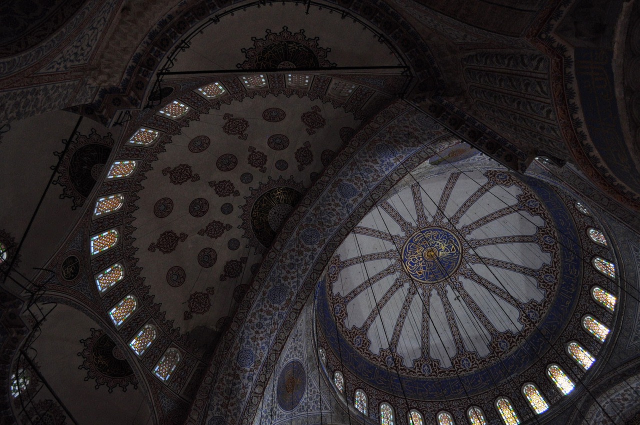 roof blue mosque architecture free photo
