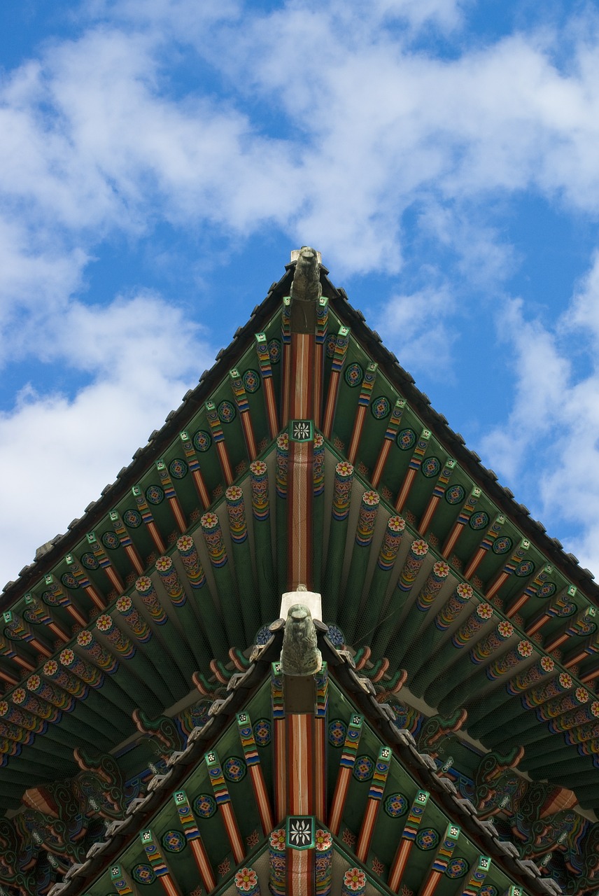 roof korean traditional sky free photo