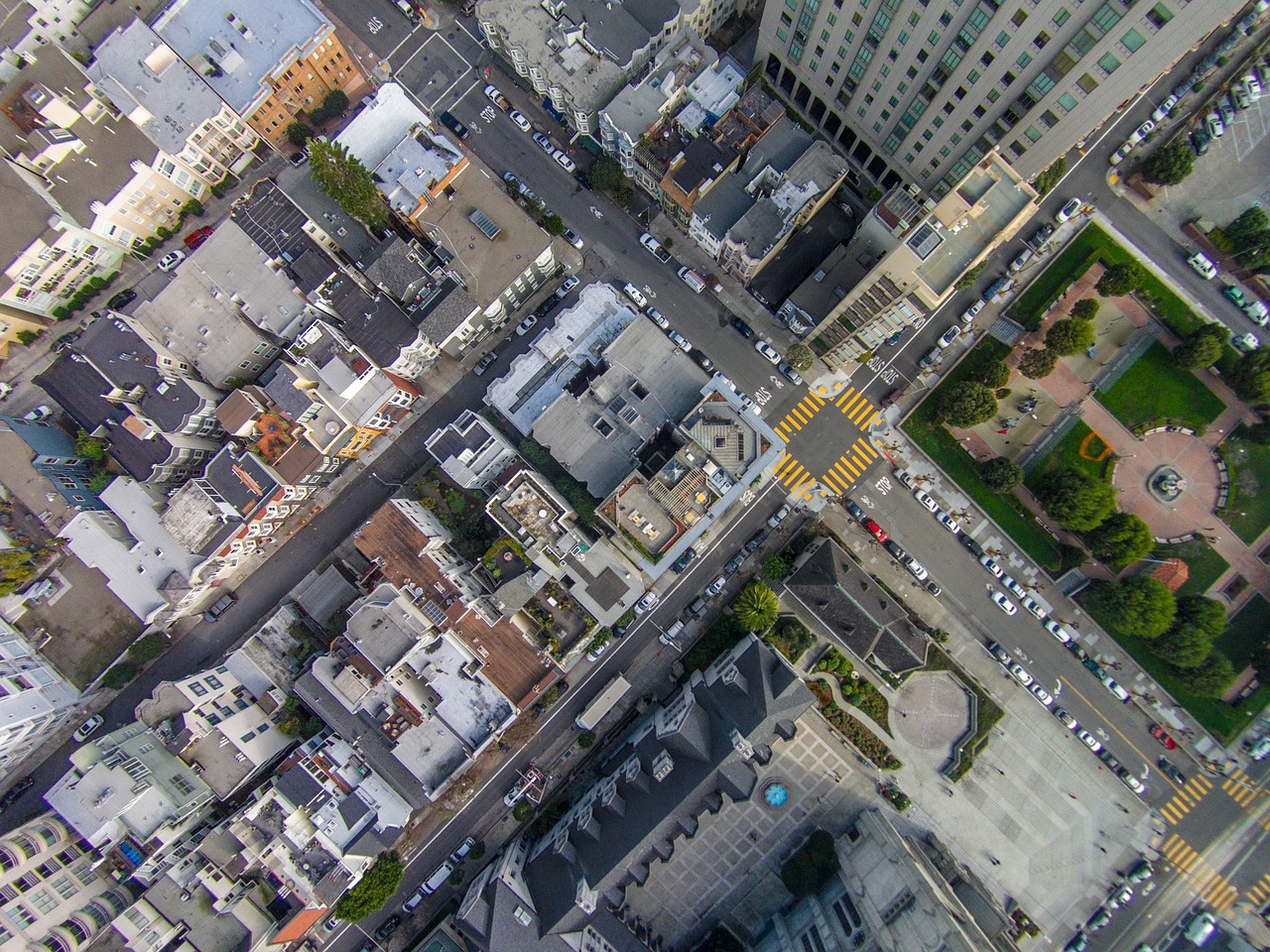 rooftops drone urban free photo