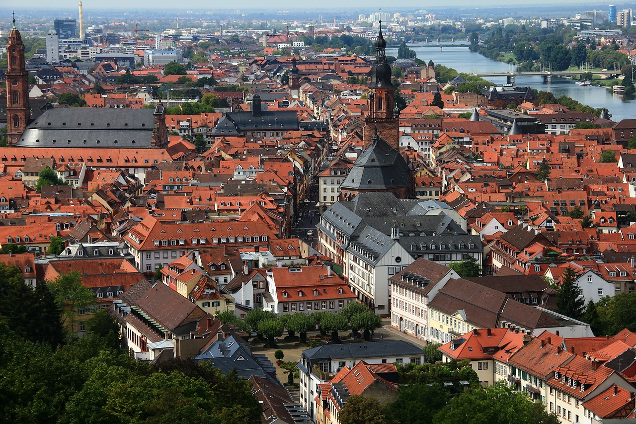 rooftops red aerial view free photo