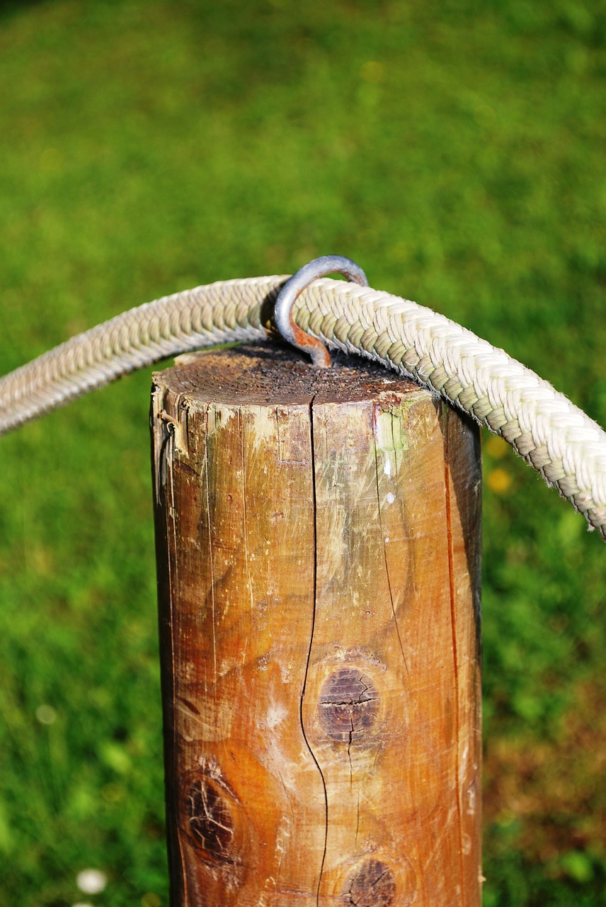 rope fence wooden free photo