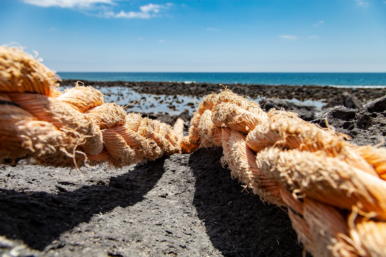 ropes  rock  sea free photo