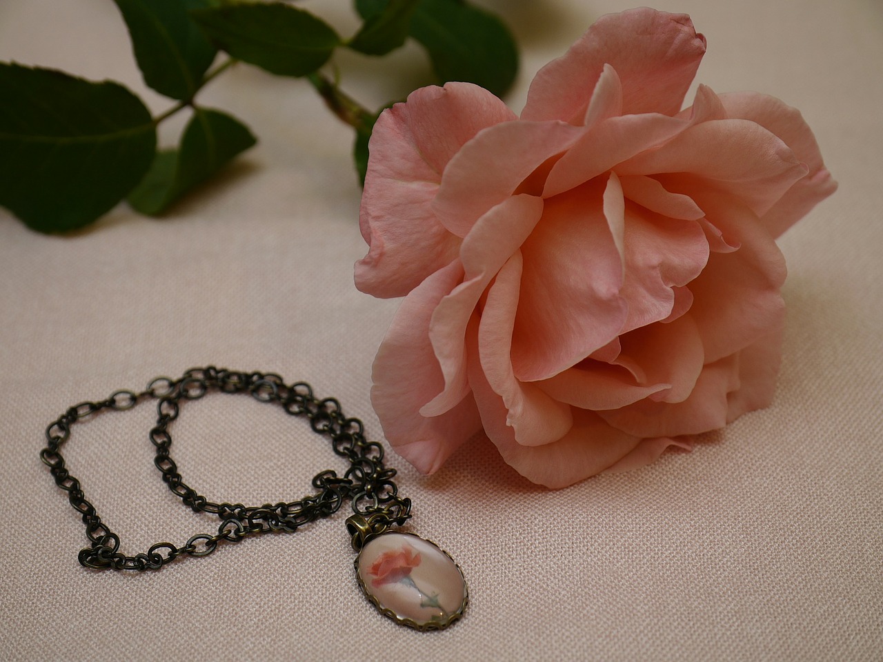 rose flower necklace free photo