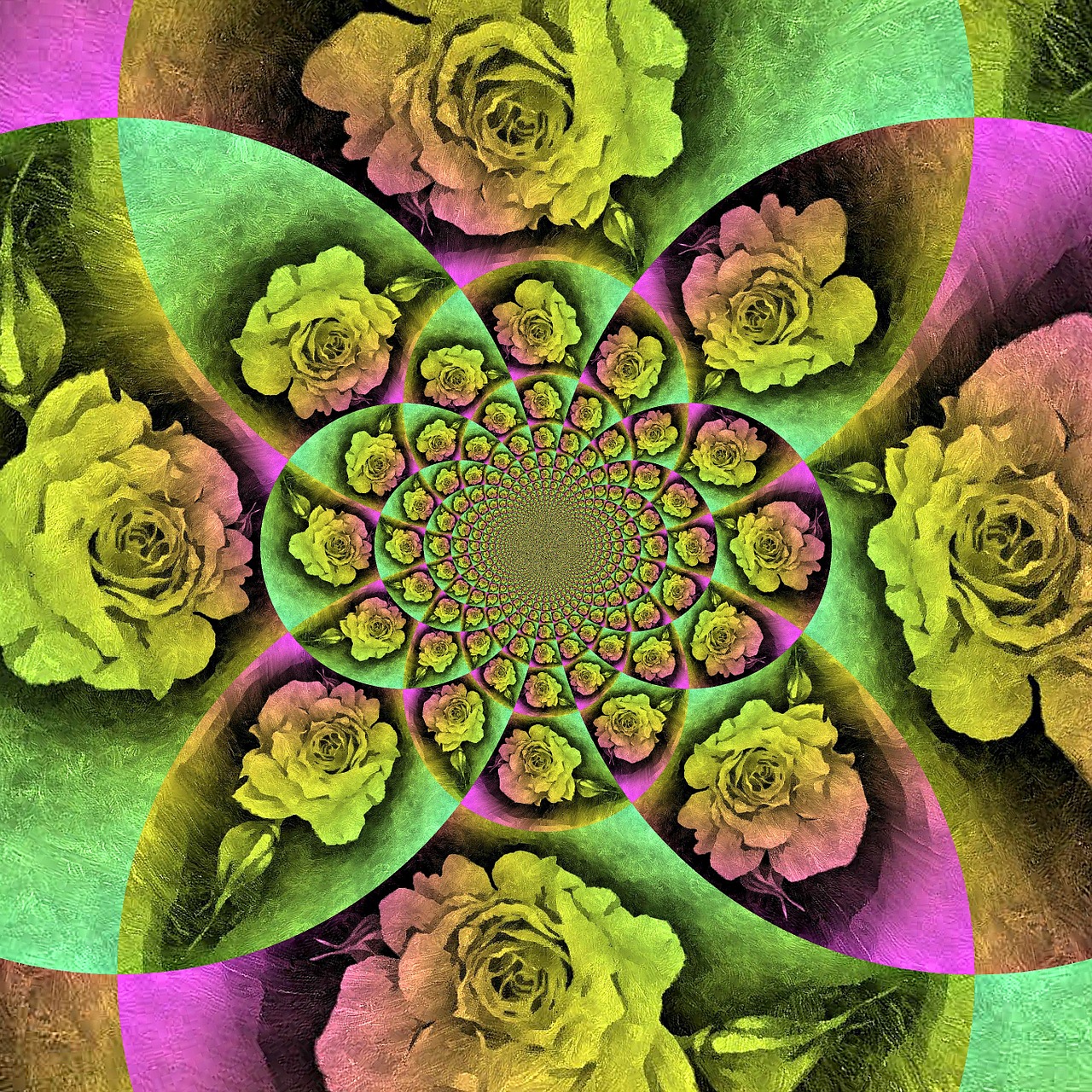rose painted kaleidoscope free photo