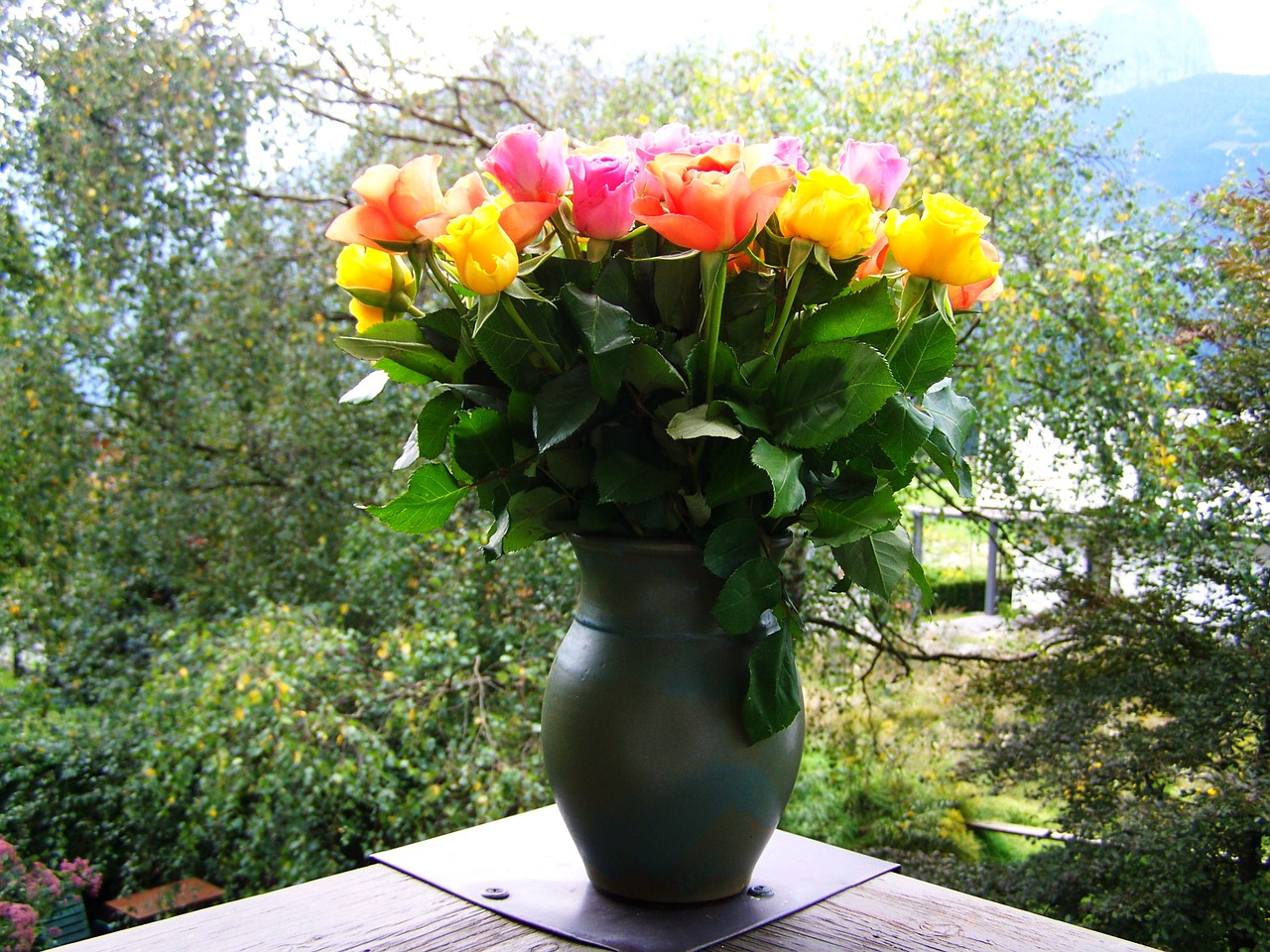 rose bouquet colorful bouquet orange and yellow free photo