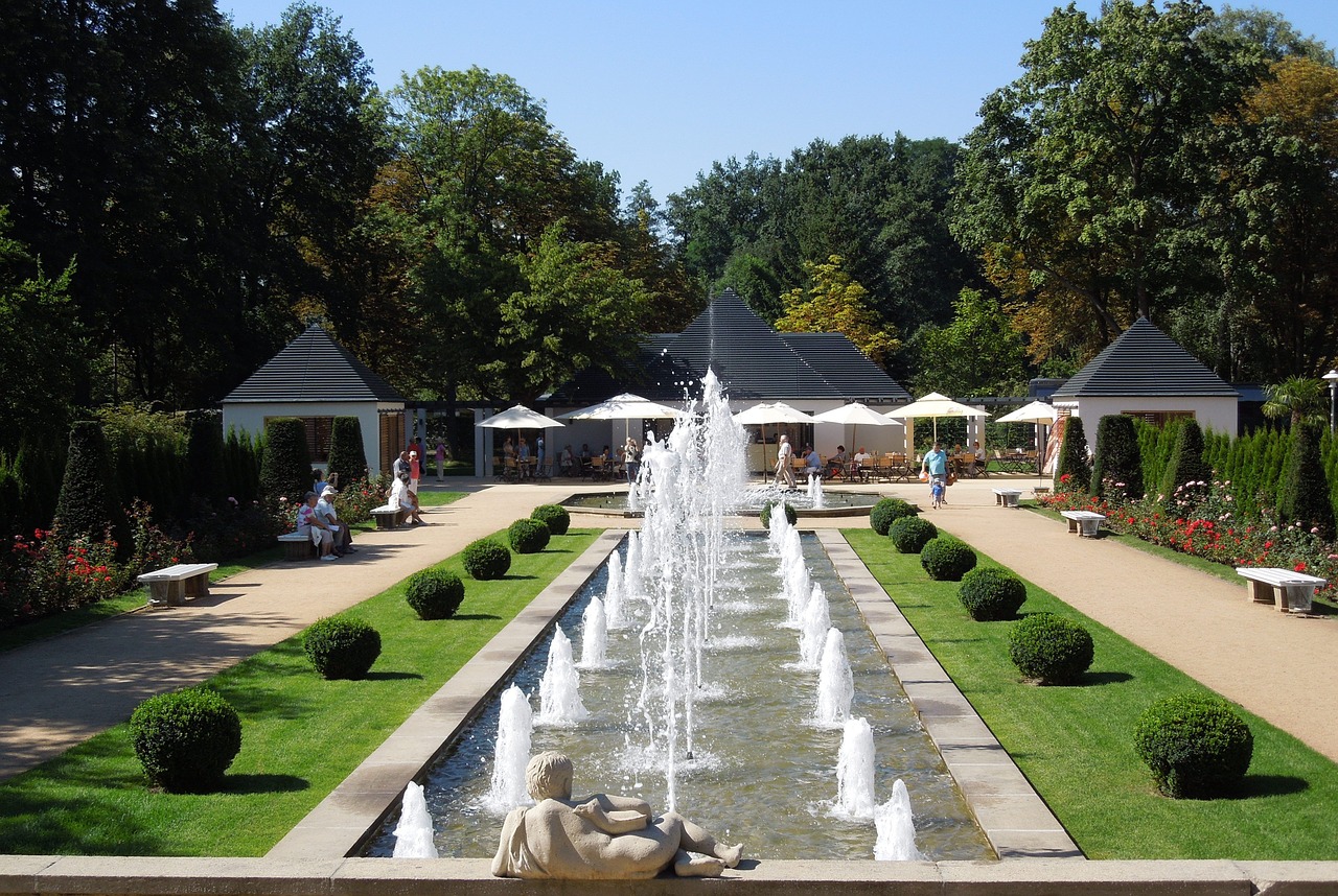 rose garden forest fountain park free photo