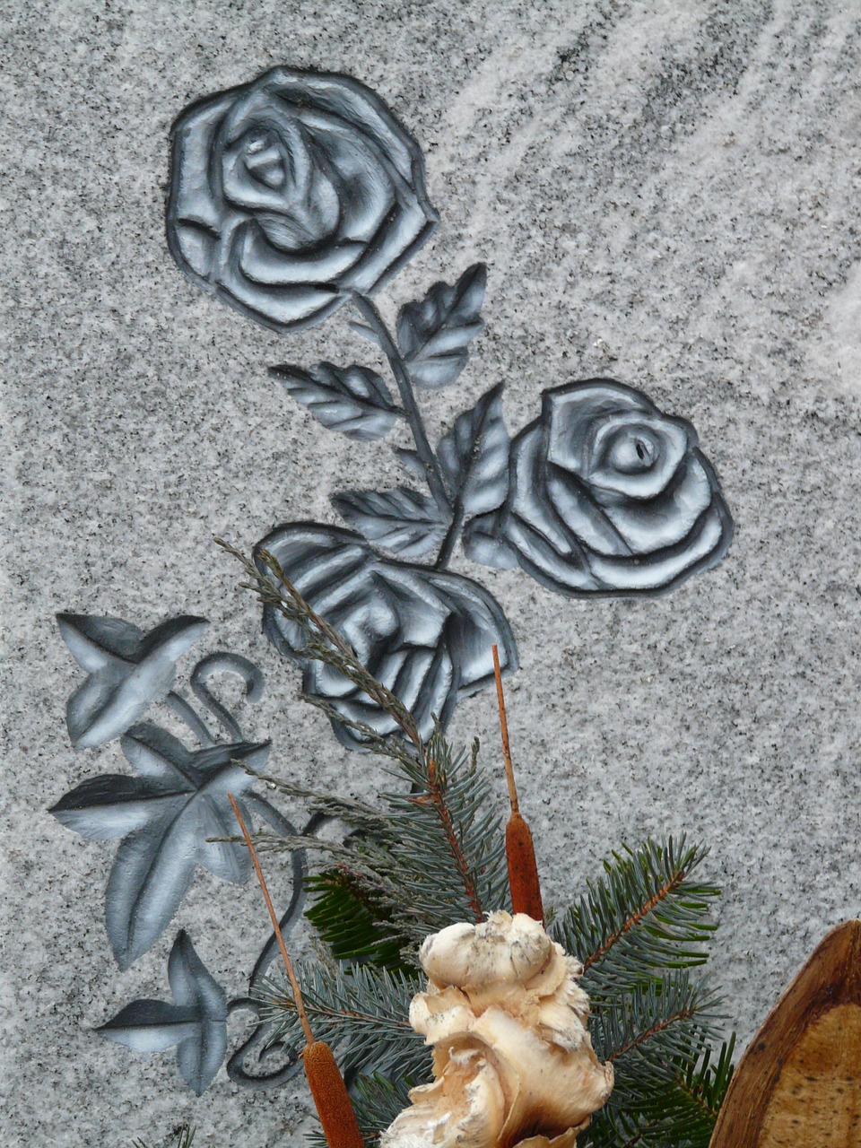 roses tombstone stone free photo