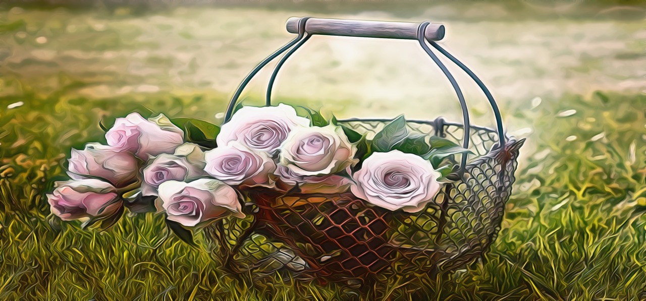 roses flowers basket free photo