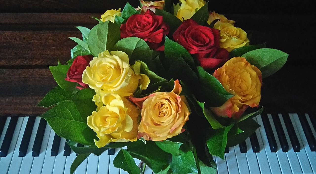 roses piano flowers free photo