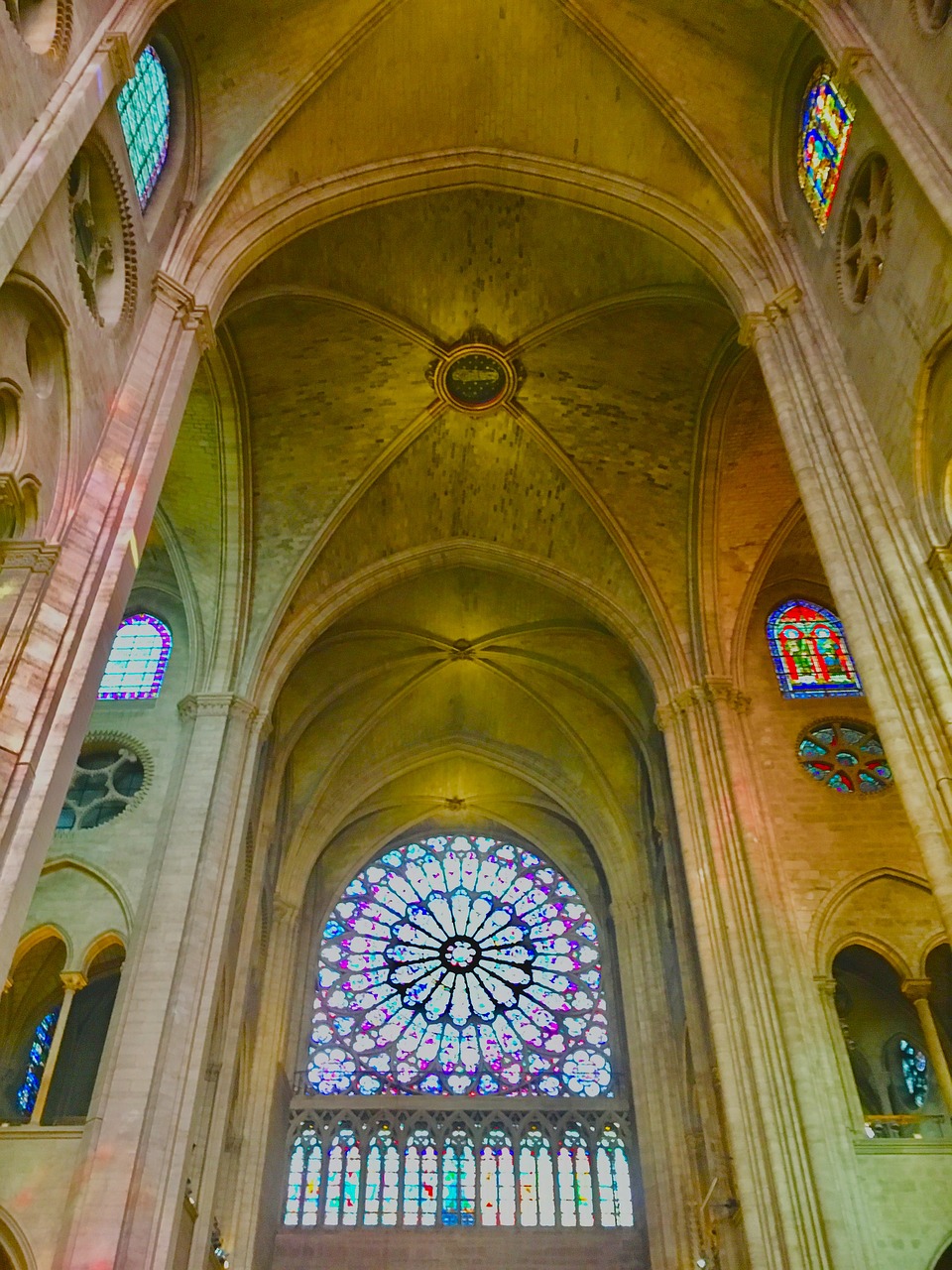 rosette cathedral stained glass window free photo