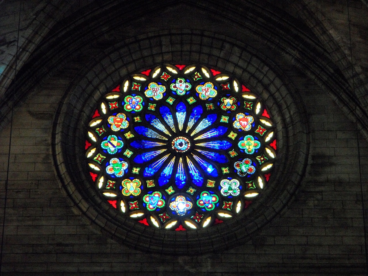 rosette church window stained glass free photo