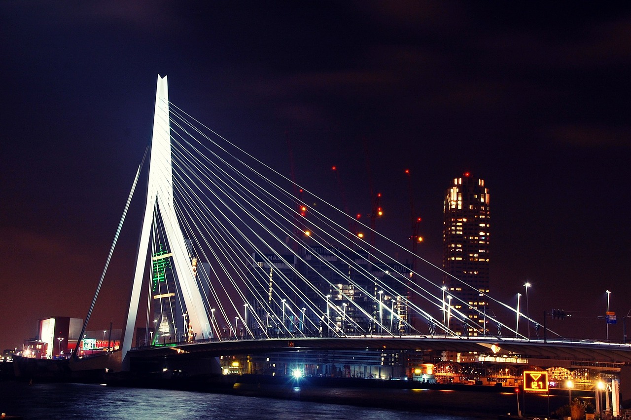 rotterdam bridge architecture free photo