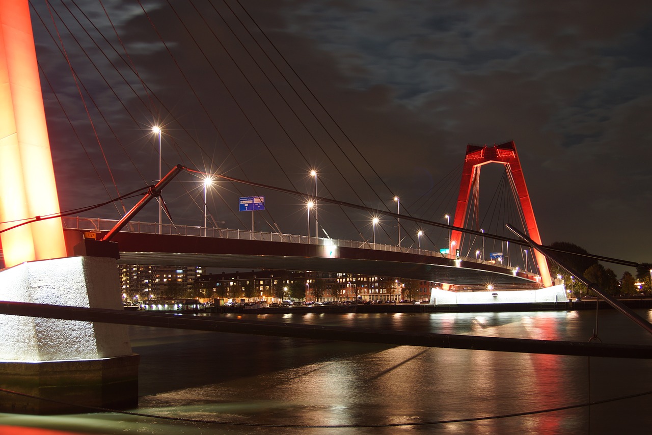 rotterdam bridge water free photo