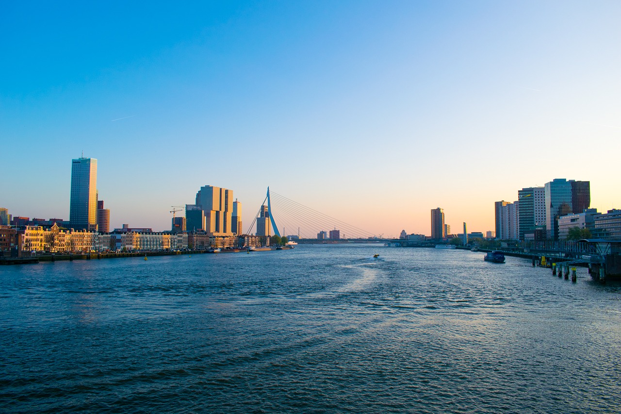 rotterdam water skyline free photo