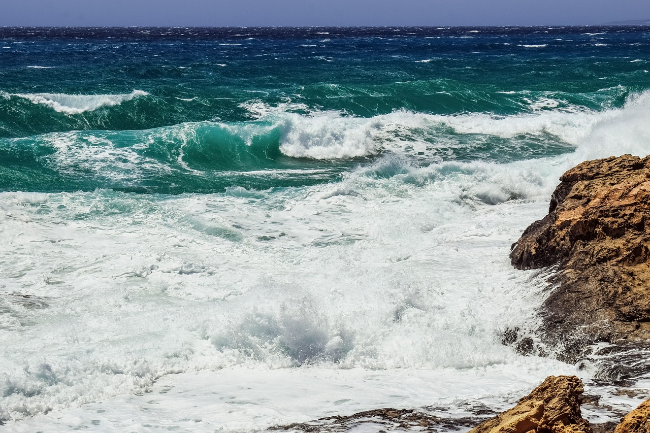 rough sea rocky coast waves free photo