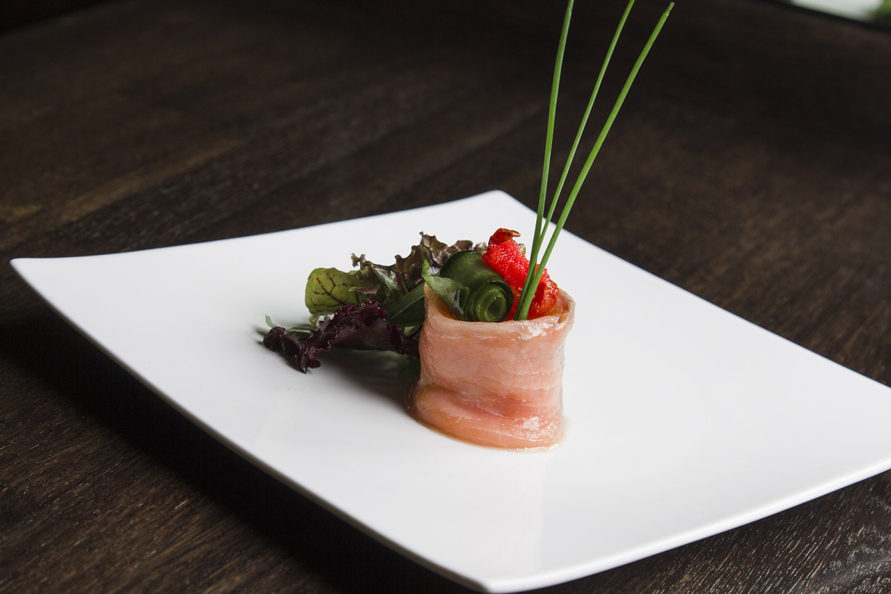 rouleaux salmon appetizer free photo