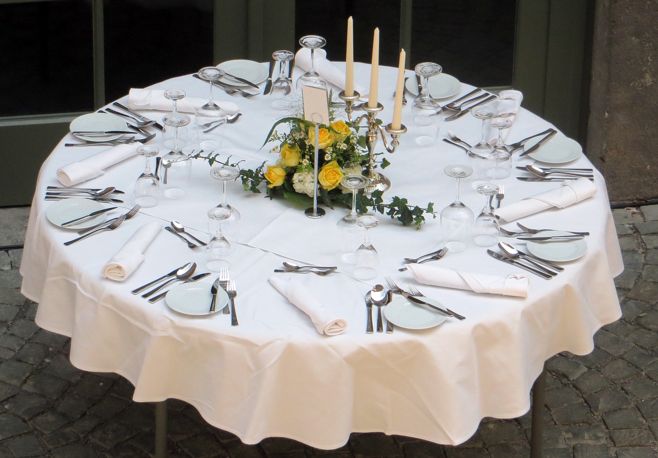 round table covered table free photo
